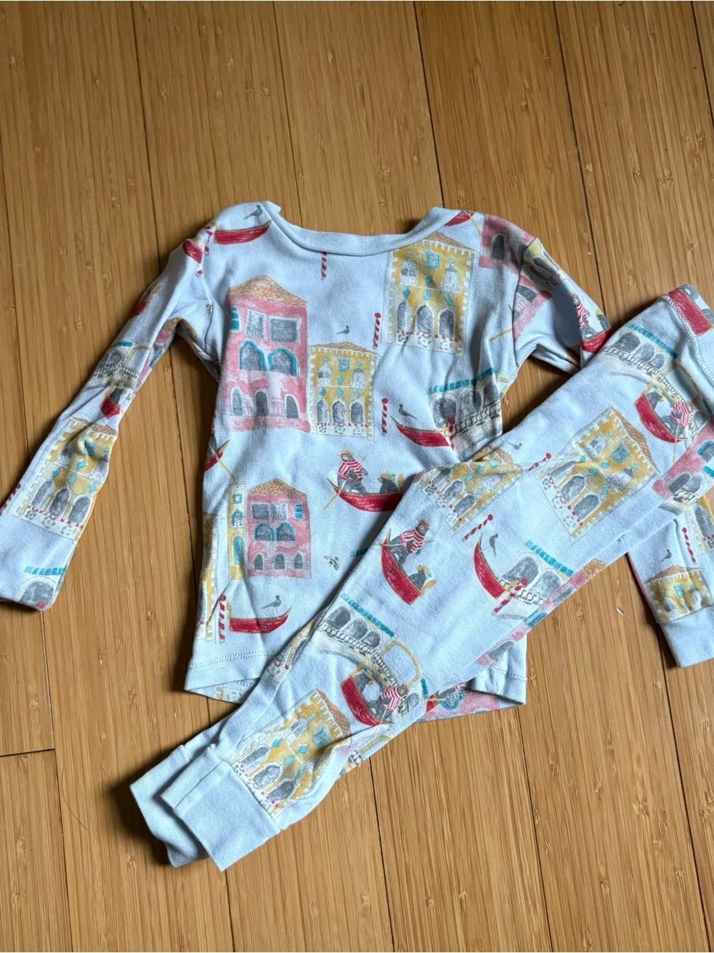 Burt's Bees Light Blue Pajama Set with Venice Gondola & Building Prints